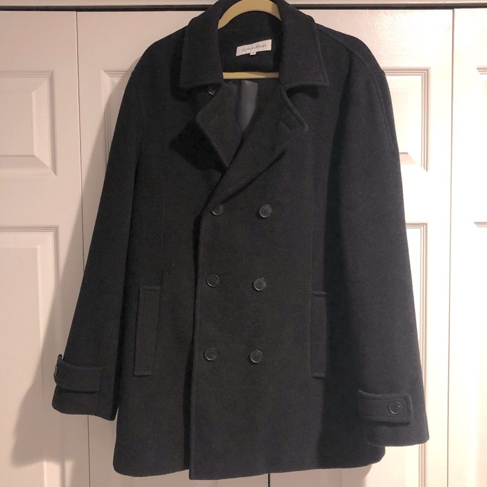 Calvin Klein Dark Charcoal Wool Peacoat
